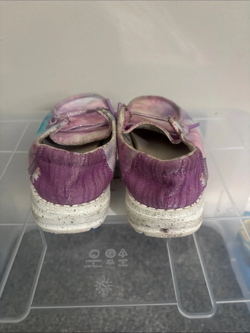 Hey Dude Kids Tie-Dye Slip-On Moccasins in Pink and Blue